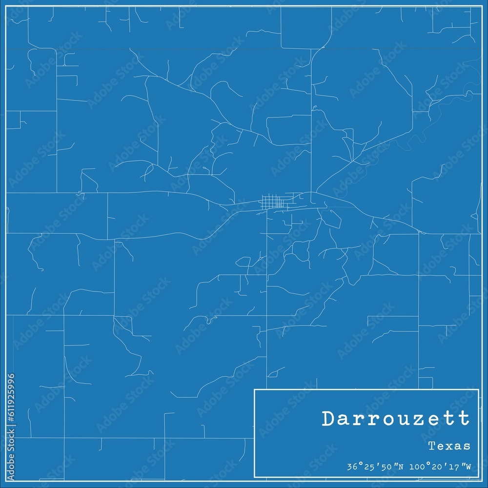 Blueprint US city map of Darrouzett, Texas.