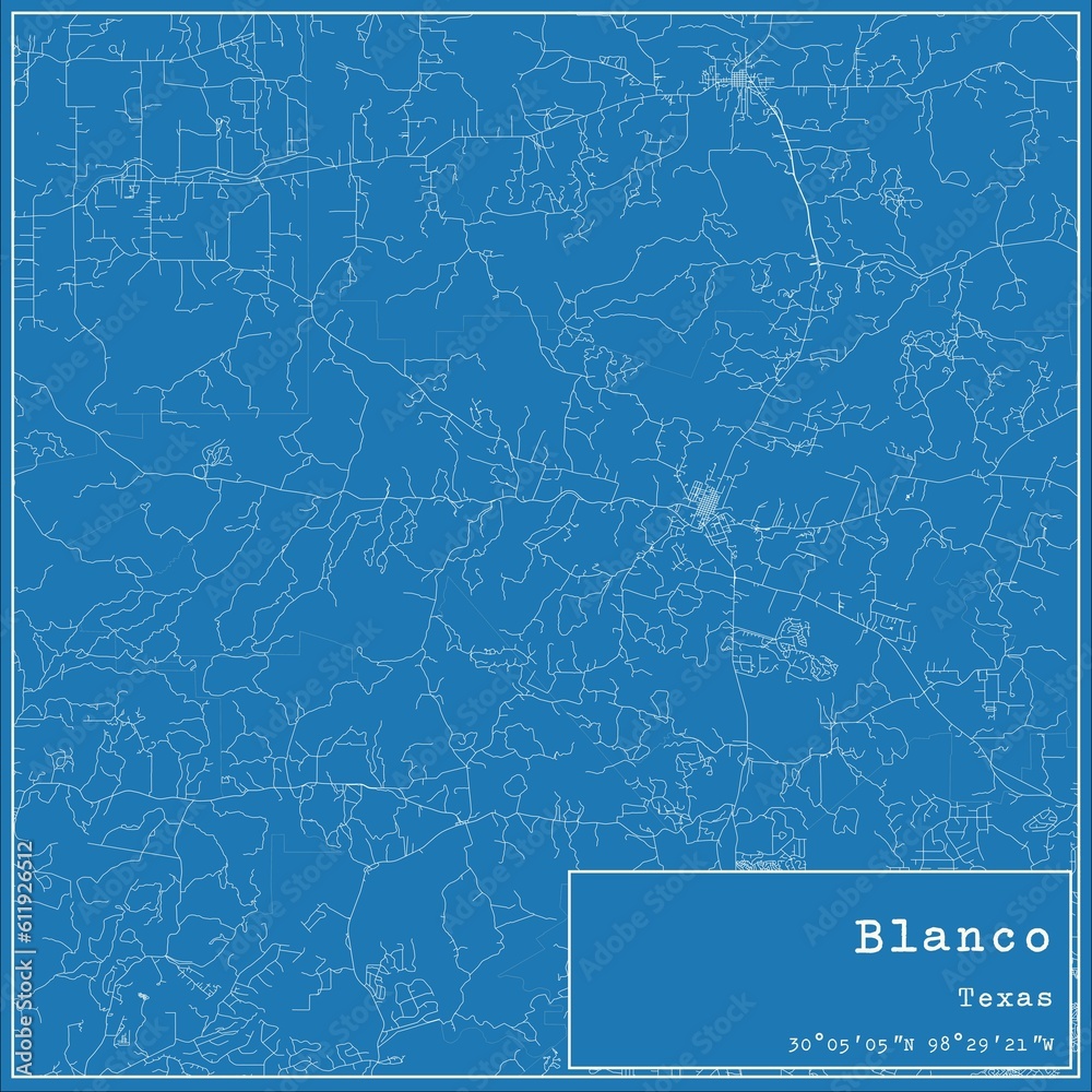 Naklejka premium Blueprint US city map of Blanco, Texas.
