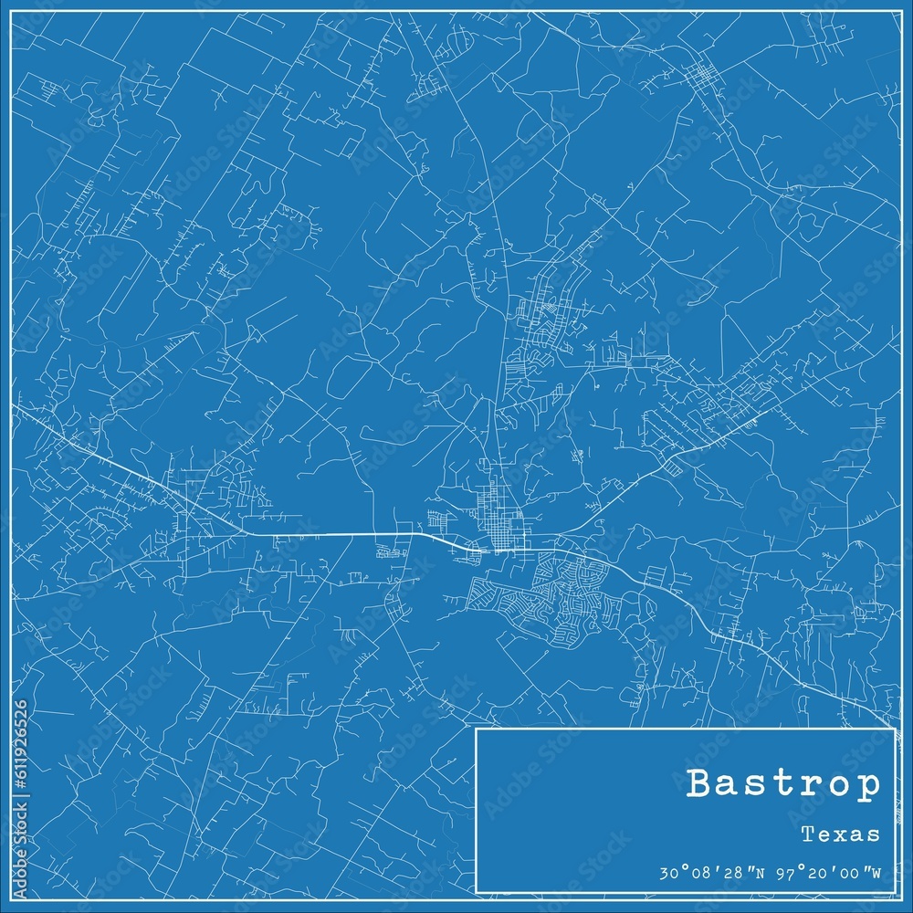 Obraz premium Blueprint US city map of Bastrop, Texas.