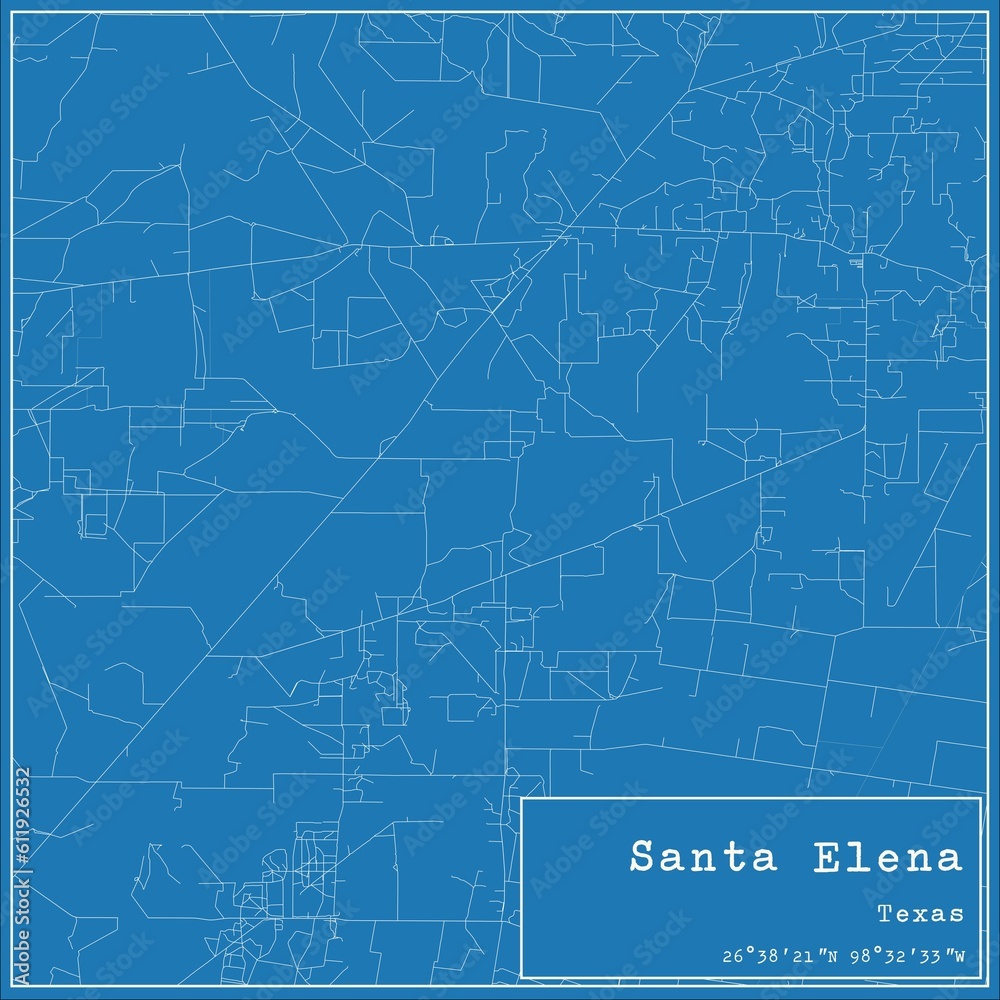 Blueprint US city map of Santa Elena, Texas.