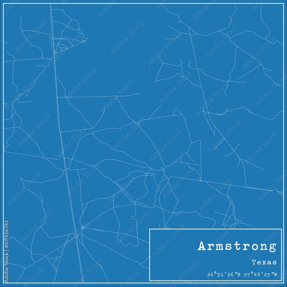Blueprint US city map of Armstrong, Texas.