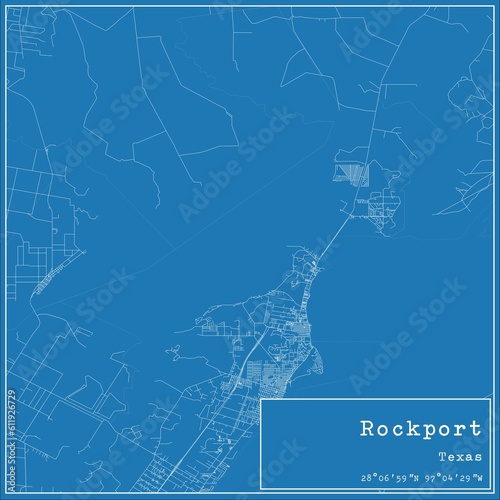 Tableau sur toile Blueprint US city map of Rockport, Texas.