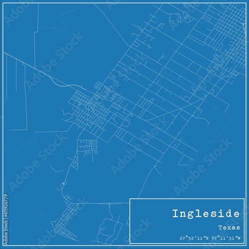 Blueprint US city map of Ingleside, Texas.