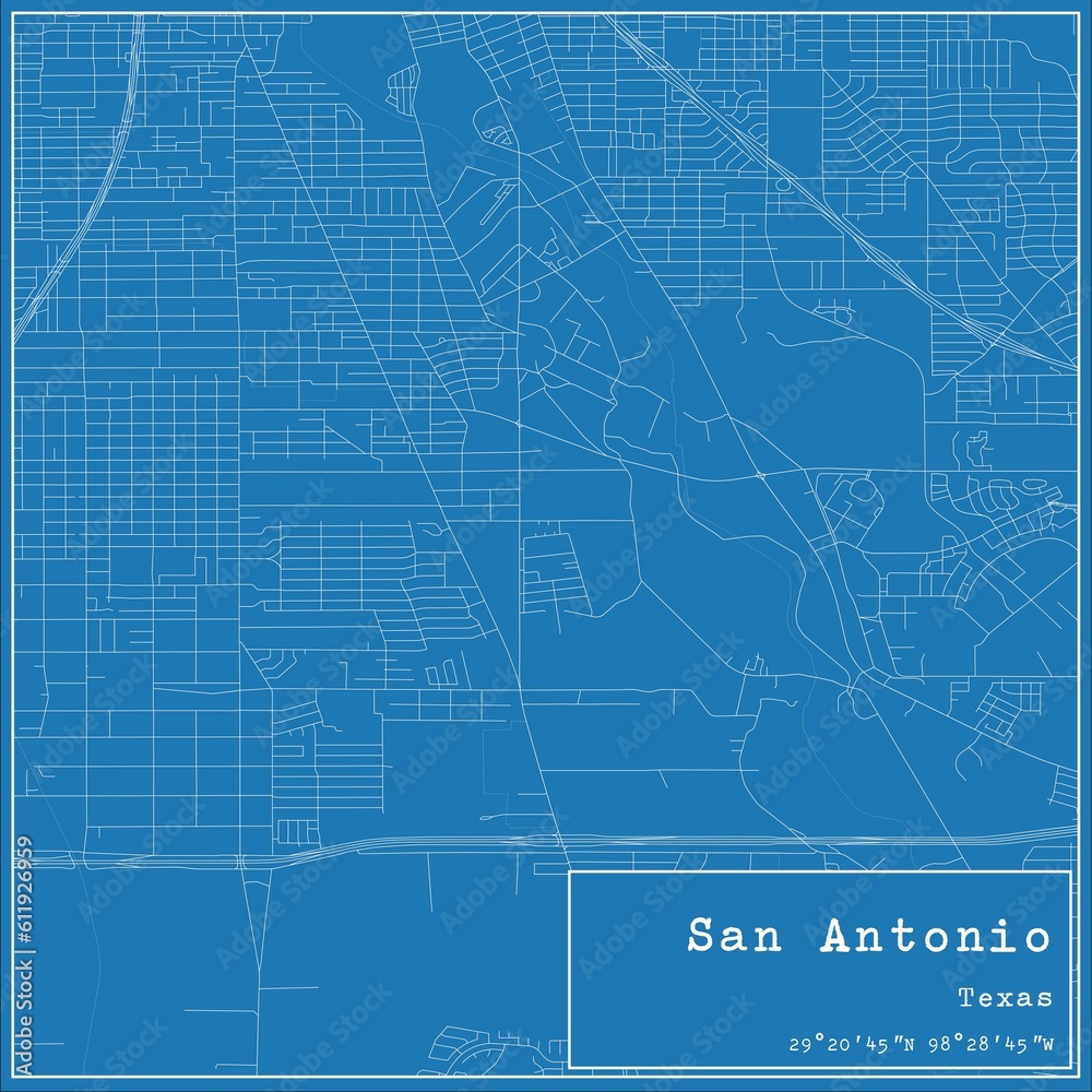 Fototapeta premium Blueprint US city map of San Antonio, Texas.
