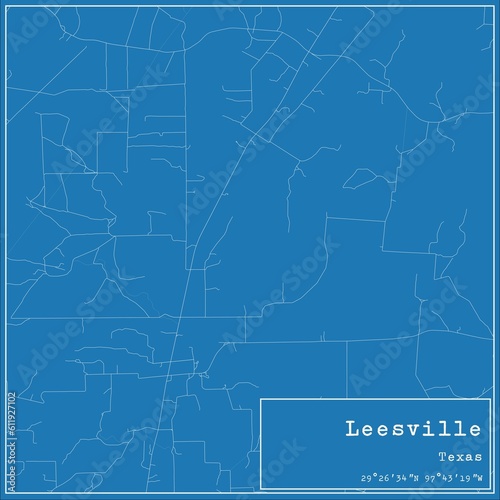 Blueprint US city map of Leesville, Texas. photo
