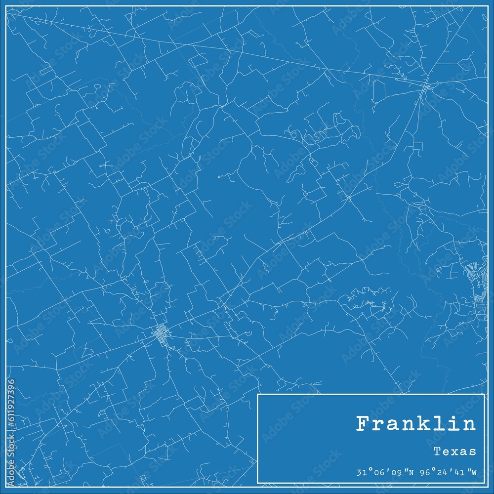 Blueprint US city map of Franklin, Texas.