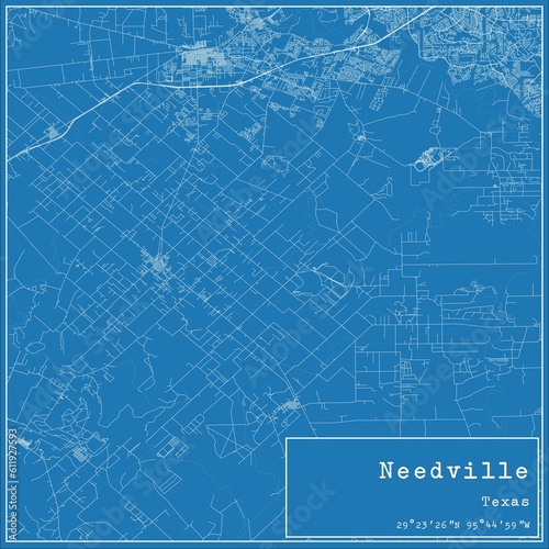 Blueprint US city map of Needville, Texas. photo