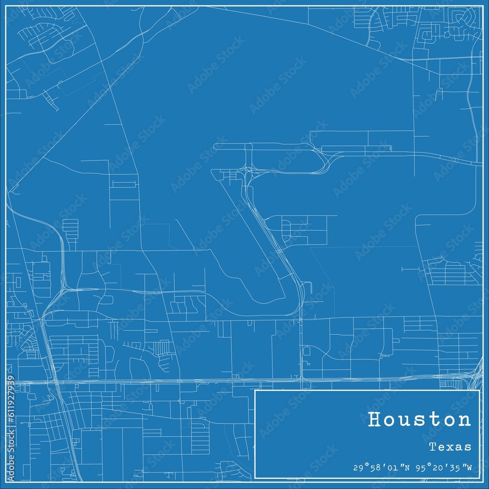 Fototapeta premium Blueprint US city map of Houston, Texas.