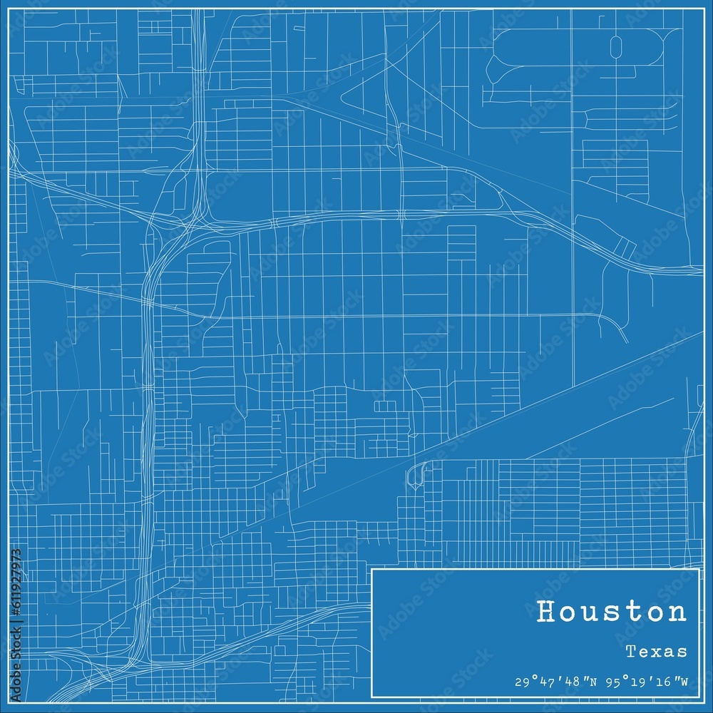 Blueprint US city map of Houston, Texas. Blueprint US city map of Houston, Texas.