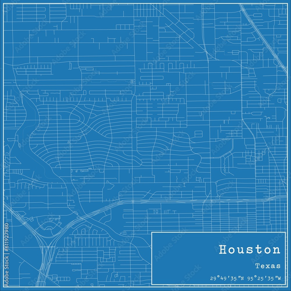 Fototapeta Blueprint US city map of Houston, Texas.
