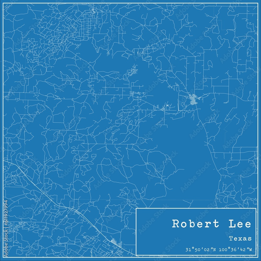 Fototapeta premium Blueprint US city map of Robert Lee, Texas.
