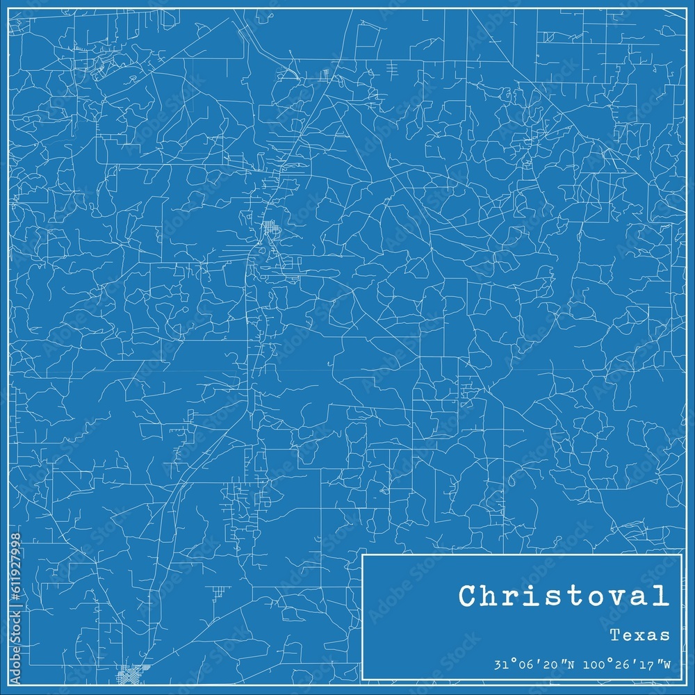 Fototapeta premium Blueprint US city map of Christoval, Texas.
