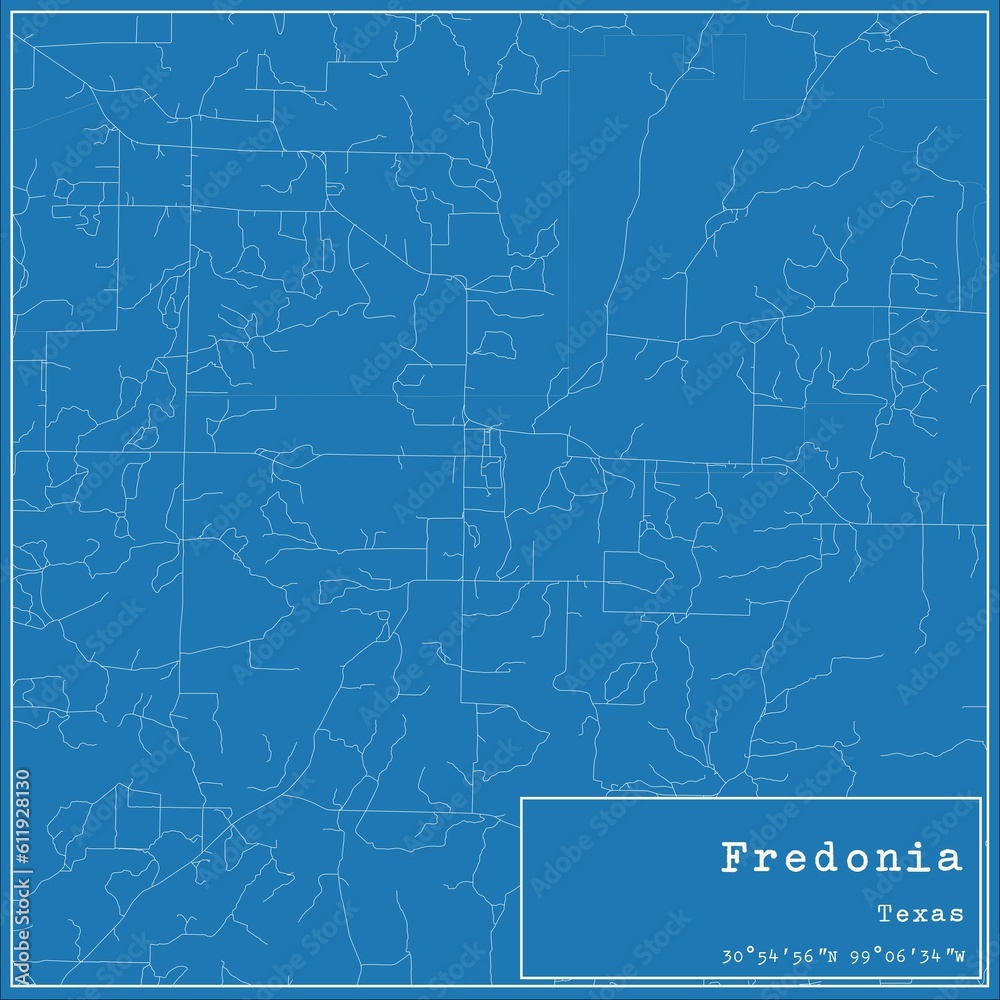 Obraz premium Blueprint US city map of Fredonia, Texas.