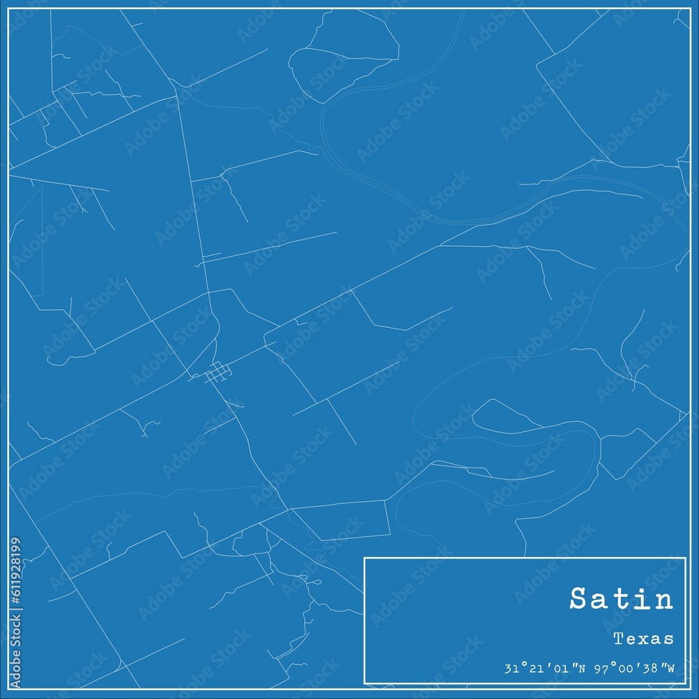 Fototapeta premium Blueprint US city map of Satin, Texas.