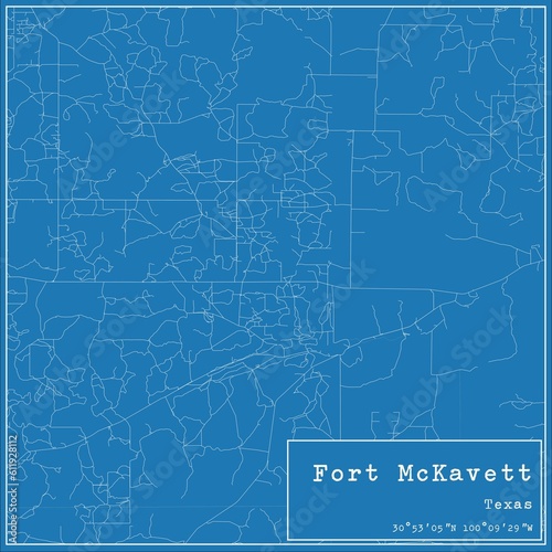 Blueprint US city map of Fort McKavett, Texas.