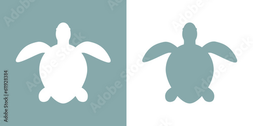 Icono vida marina. Silueta aislada de tortuga marina