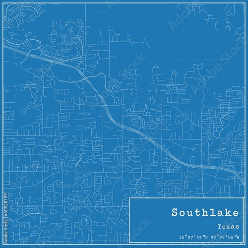 Blueprint US city map of Southlake, Texas. photo