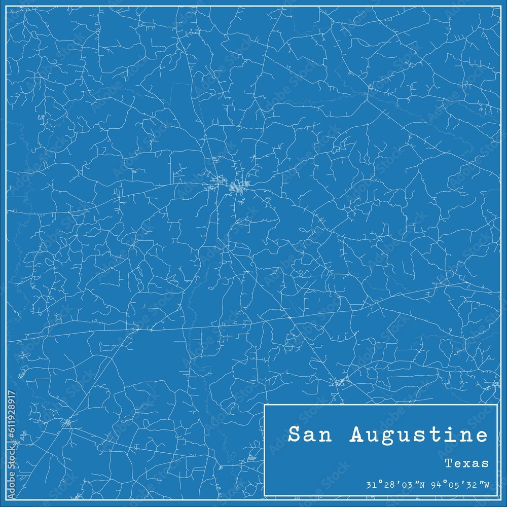 Blueprint US city map of San Augustine, Texas. Blueprint US city map of San Augustine, Texas.
