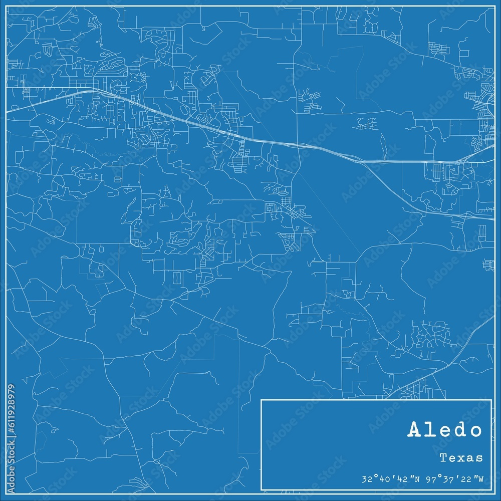 Fototapeta premium Blueprint US city map of Aledo, Texas.