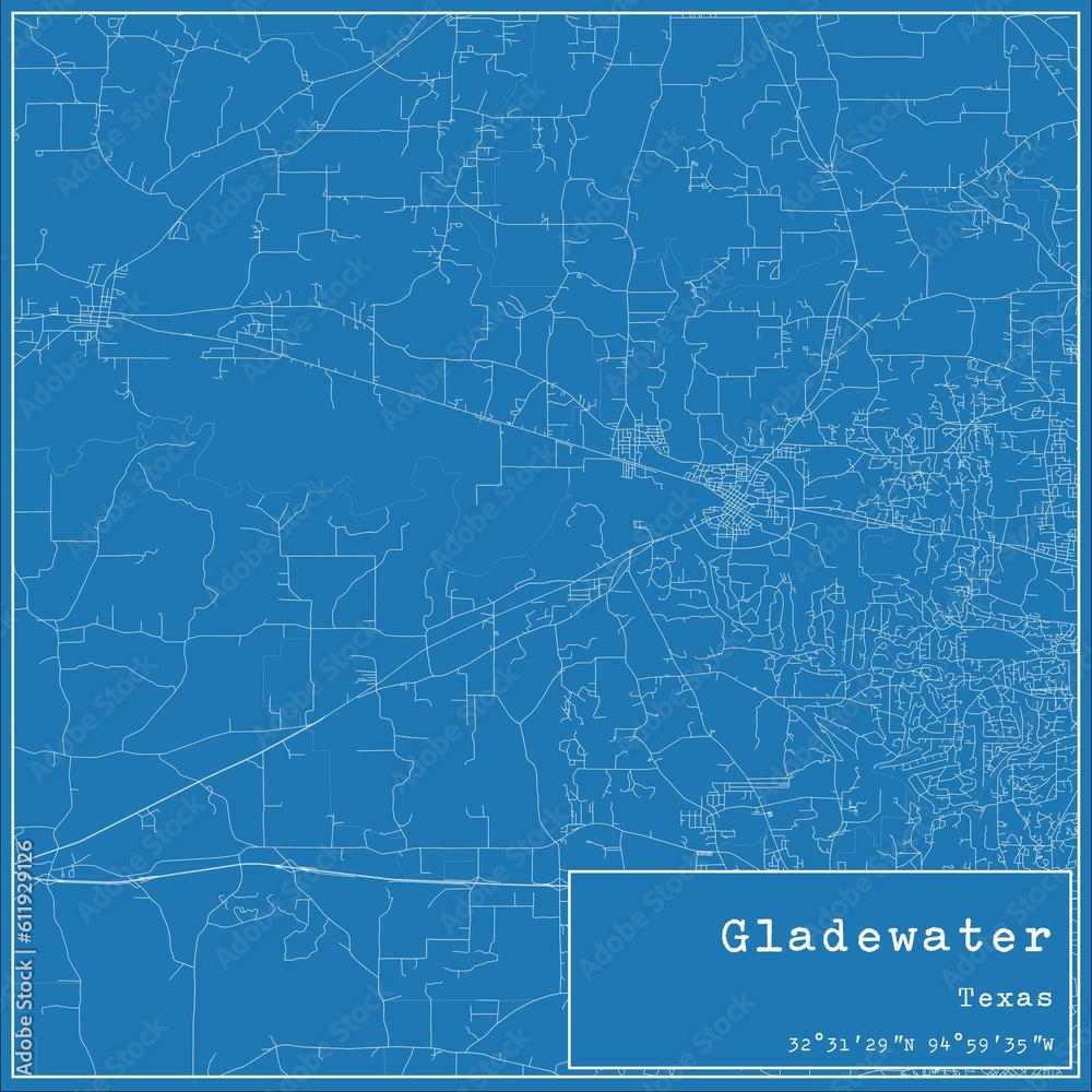 Obraz premium Blueprint US city map of Gladewater, Texas.