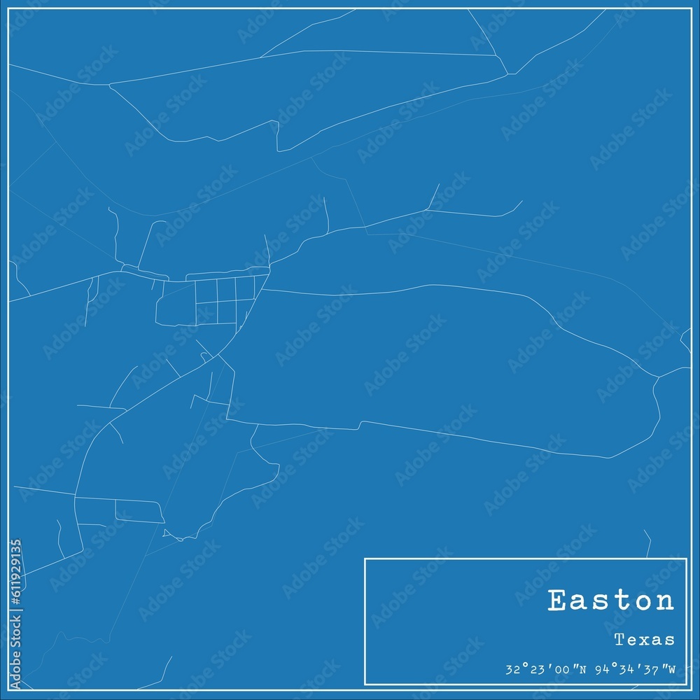 Blueprint US city map of Easton, Texas.