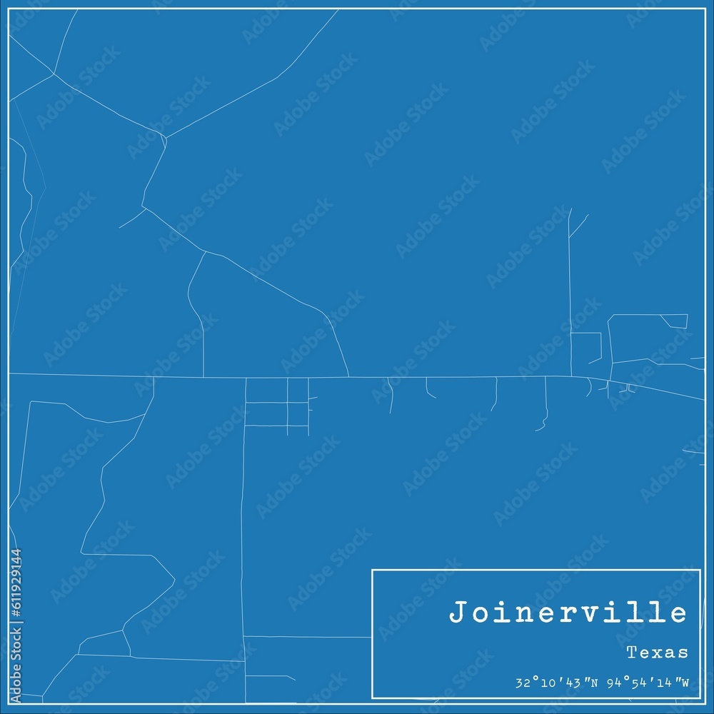 Fototapeta premium Blueprint US city map of Joinerville, Texas.