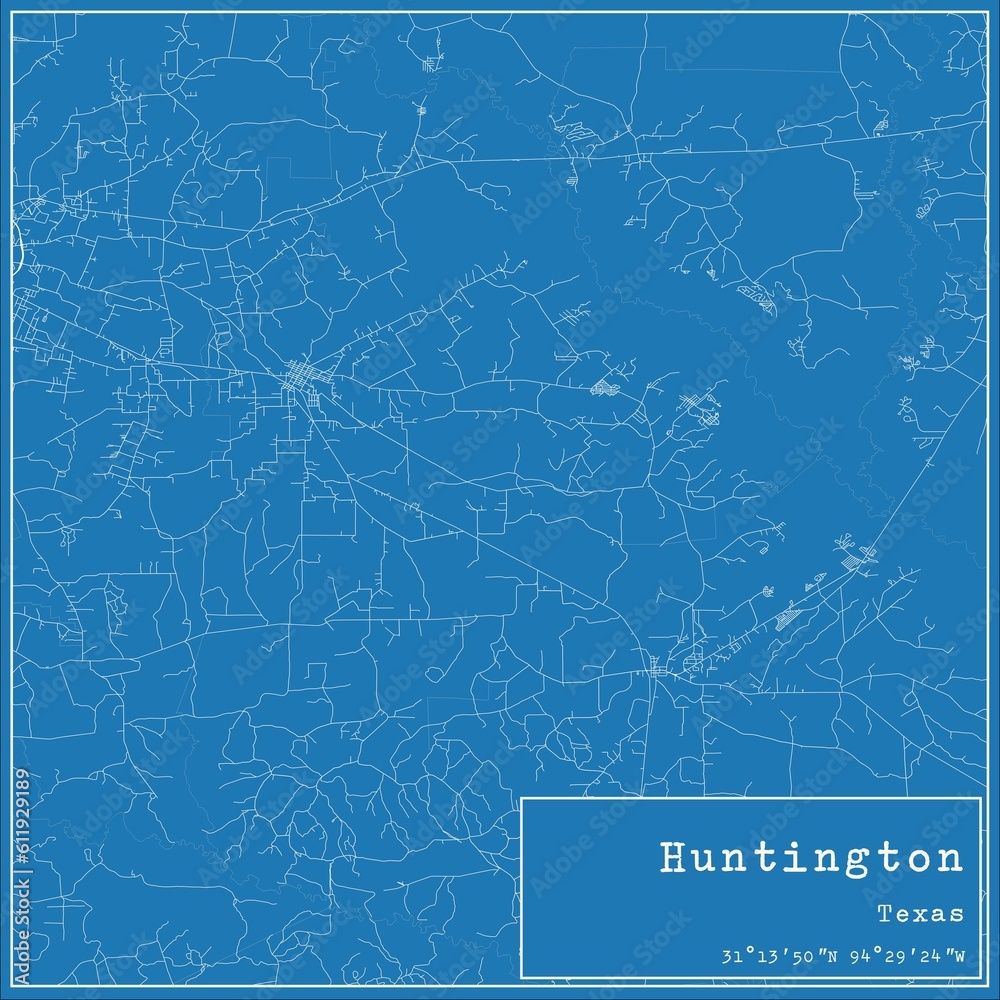 Blueprint US city map of Huntington, Texas. Blueprint US city map of Huntington, Texas.