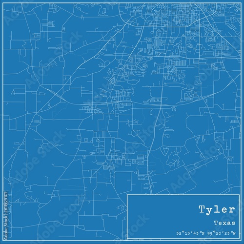 Wallpaper Mural Blueprint US city map of Tyler, Texas. Torontodigital.ca