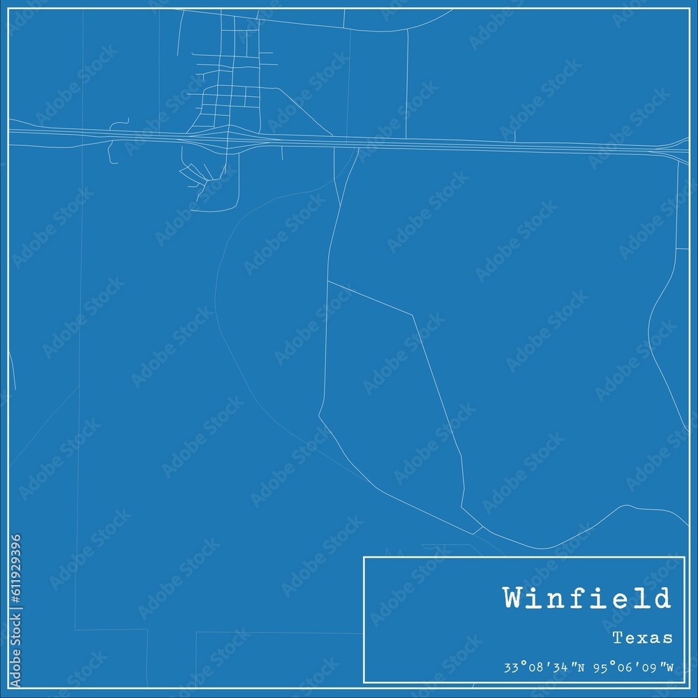 Fototapeta premium Blueprint US city map of Winfield, Texas.