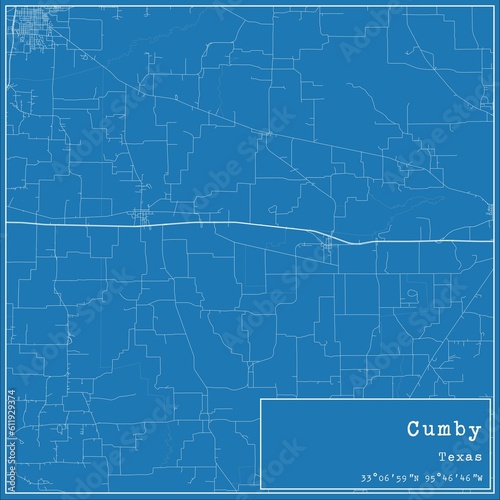 Blueprint US city map of Cumby, Texas.