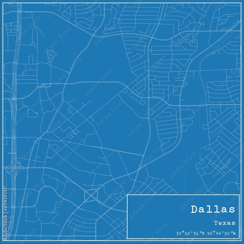 Fototapeta premium Blueprint US city map of Dallas, Texas.