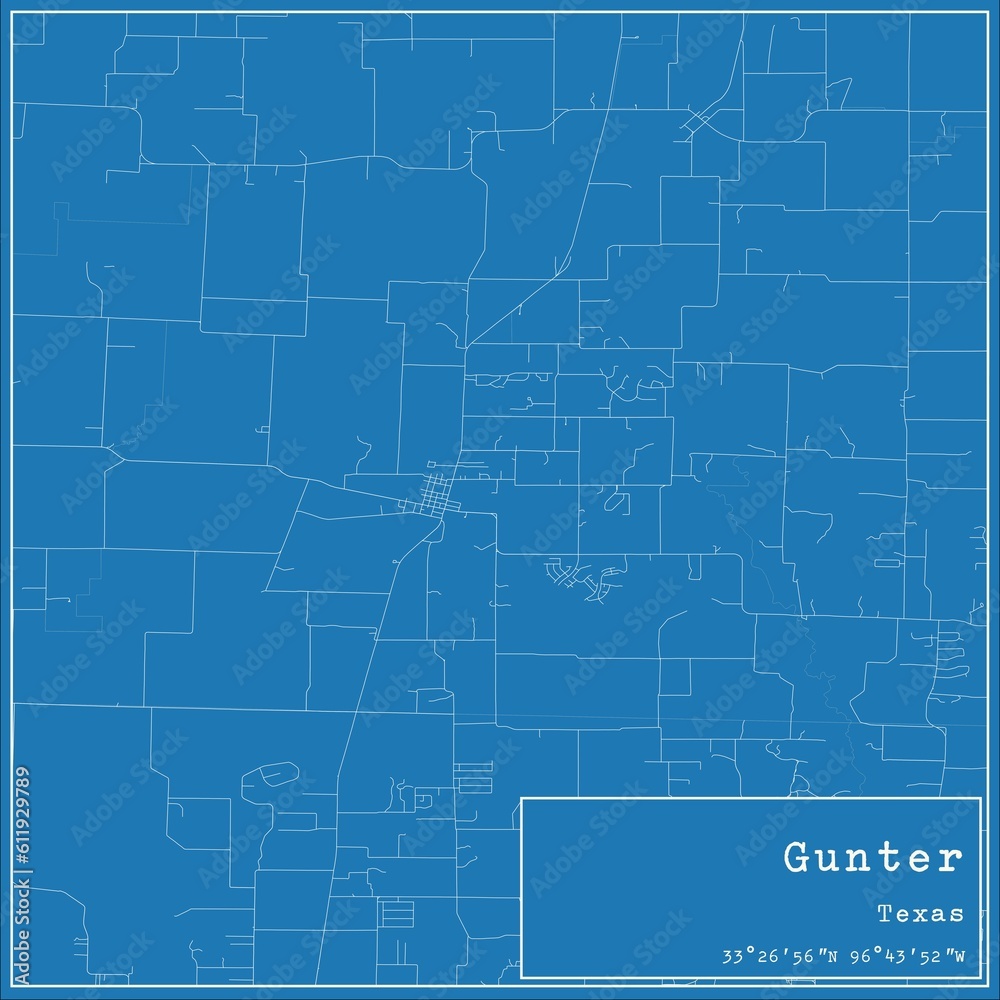 Obraz premium Blueprint US city map of Gunter, Texas.