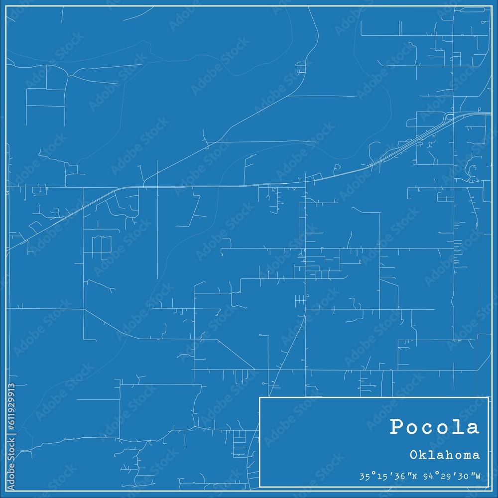 Blueprint US city map of Pocola, Oklahoma. Blueprint US city map of Pocola, Oklahoma.