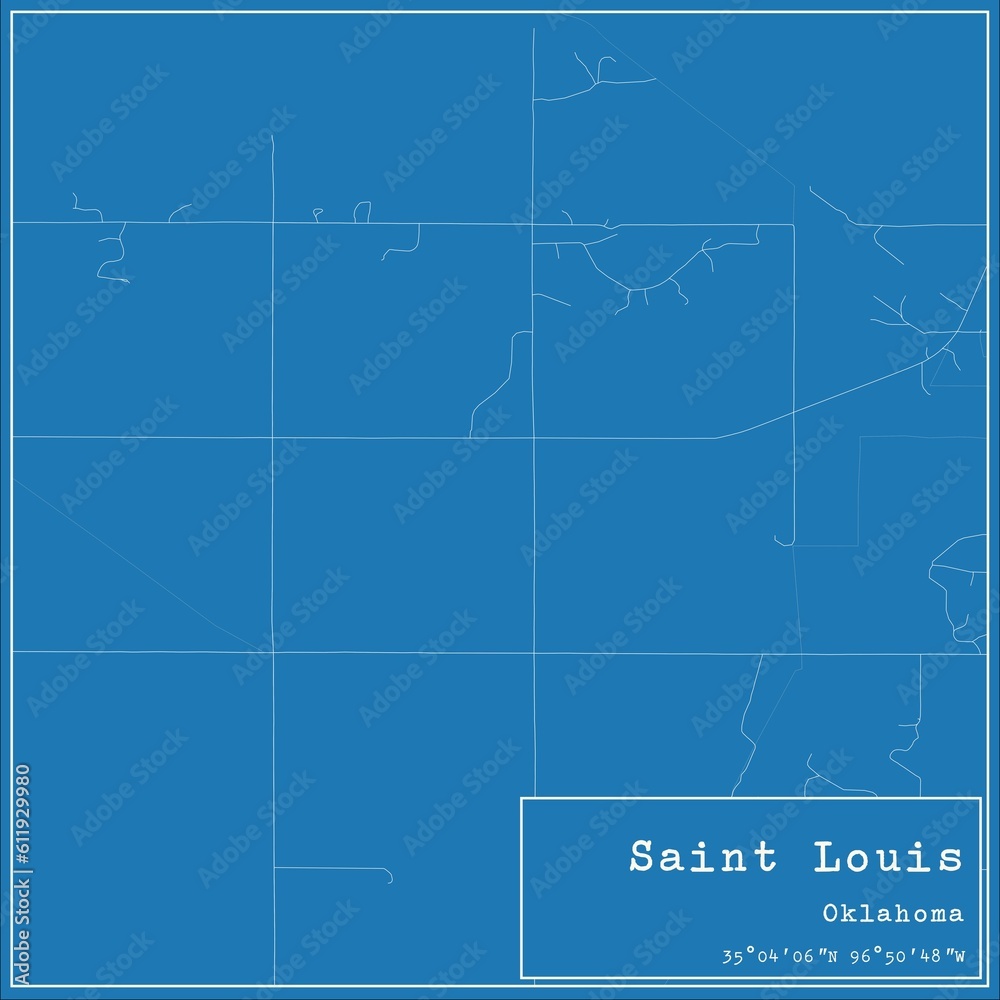 Blueprint US city map of Saint Louis, Oklahoma.