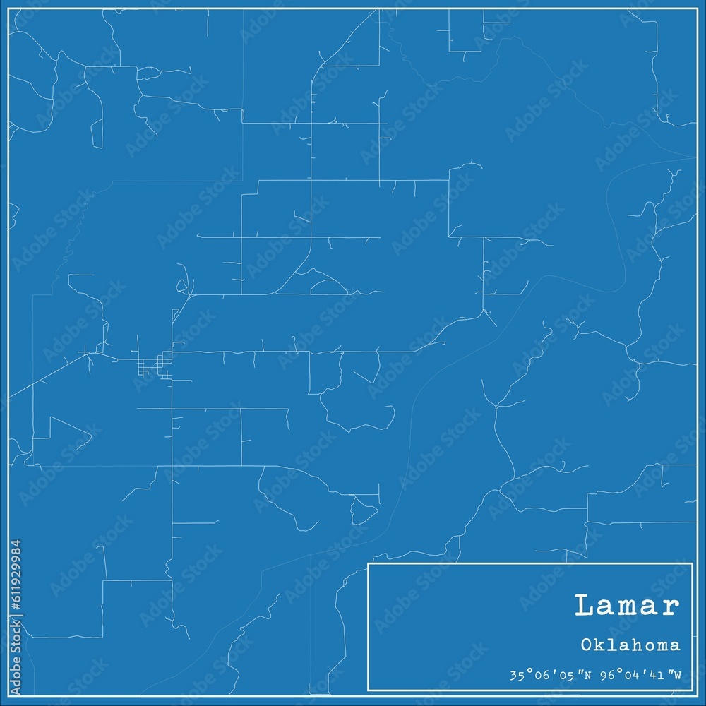 Fototapeta premium Blueprint US city map of Lamar, Oklahoma.