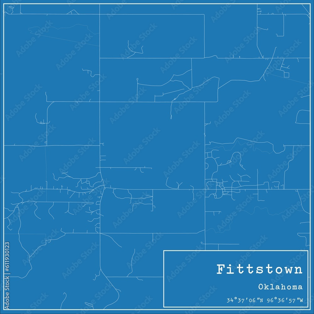 Blueprint US city map of Fittstown, Oklahoma.