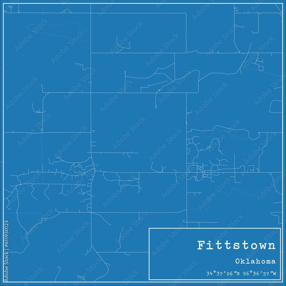 Blueprint US city map of Fittstown, Oklahoma. Blueprint US city map of Fittstown, Oklahoma.