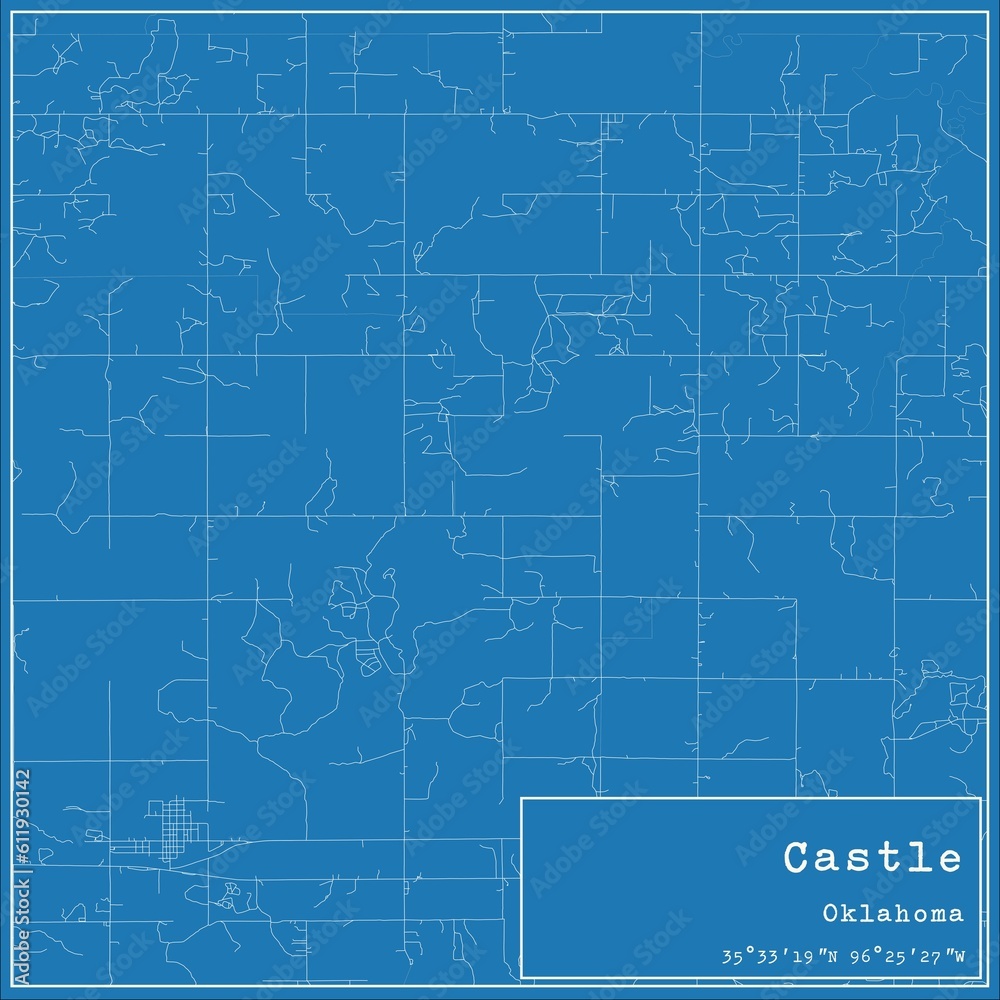 Fototapeta premium Blueprint US city map of Castle, Oklahoma.