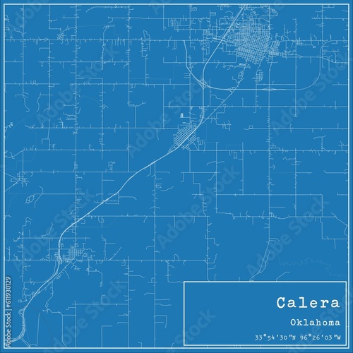 Obraz na płótnie Blueprint US city map of Calera, Oklahoma. w salonie