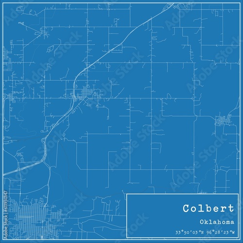 Blueprint US city map of Colbert, Oklahoma.