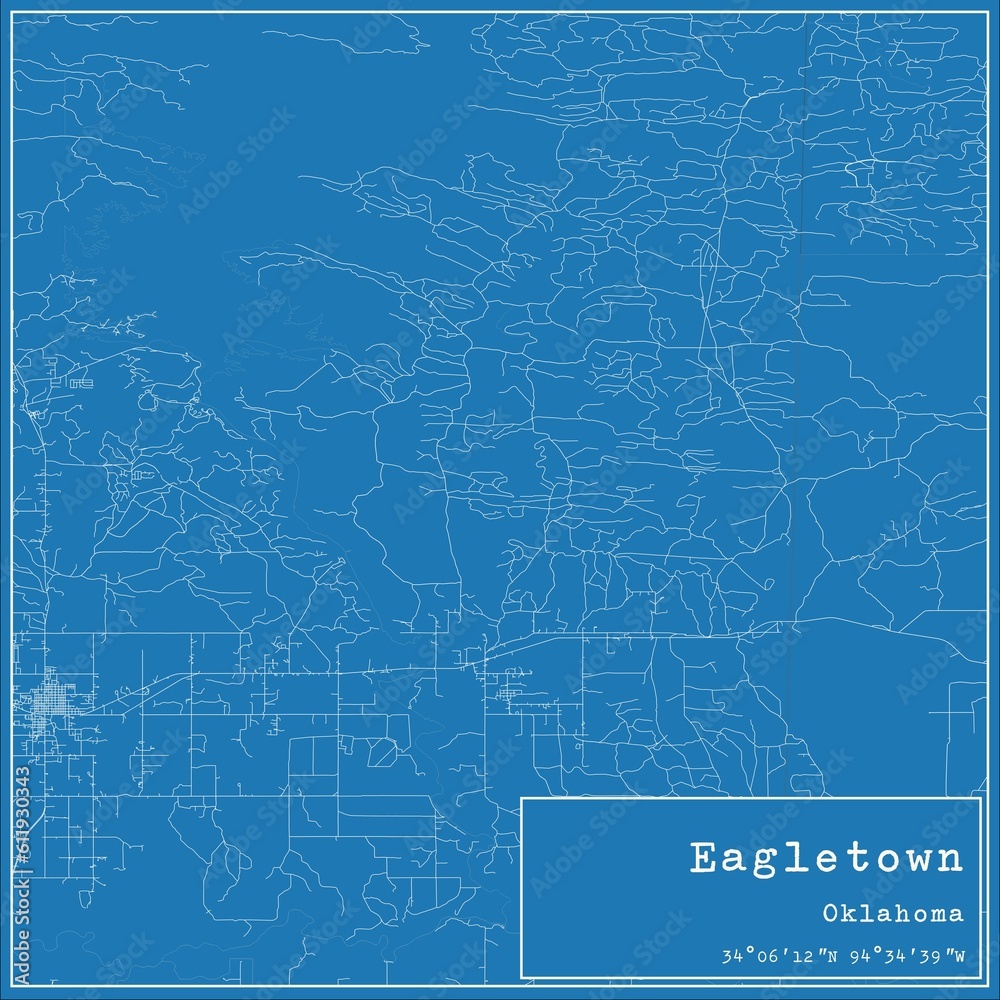 Blueprint US city map of Eagletown, Oklahoma.