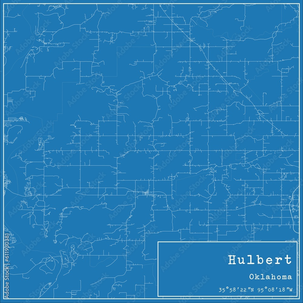 Blueprint US city map of Hulbert, Oklahoma. Blueprint US city map of Hulbert, Oklahoma.