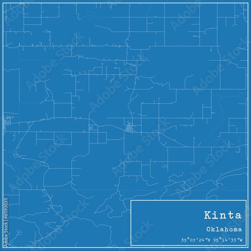 Blueprint US city map of Kinta, Oklahoma.