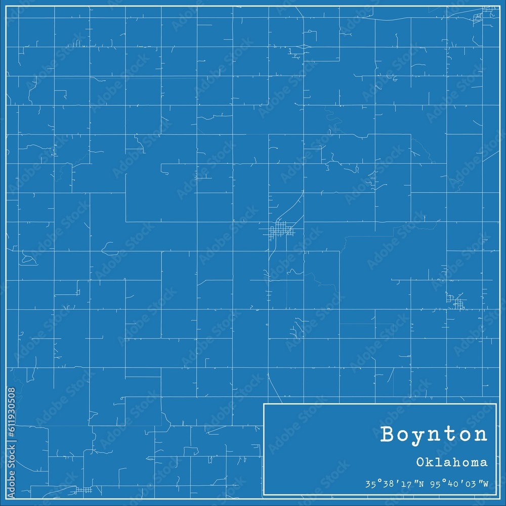 Blueprint US city map of Boynton, Oklahoma.