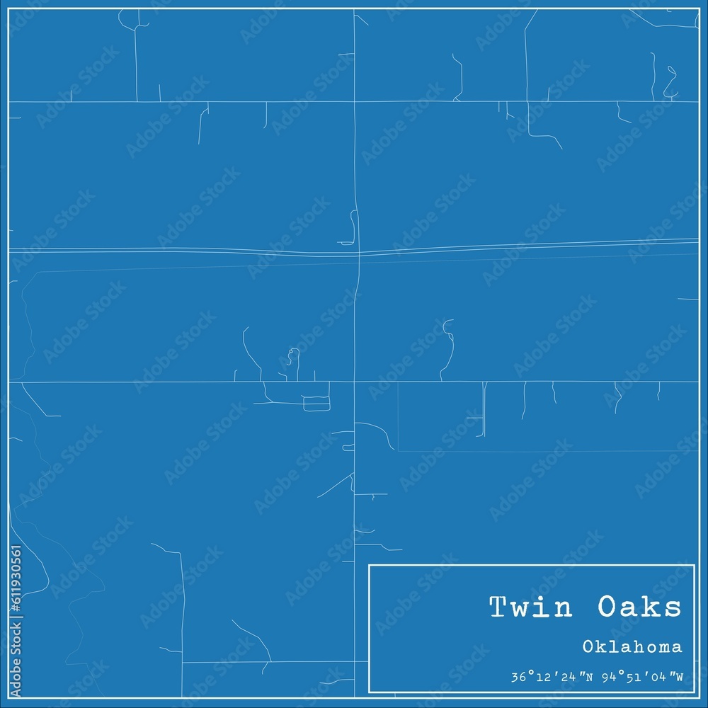Blueprint US city map of Twin Oaks, Oklahoma. Blueprint US city map of Twin Oaks, Oklahoma.