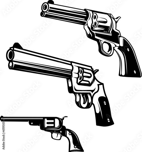 Illustration of cowboy revolver isolated on white background