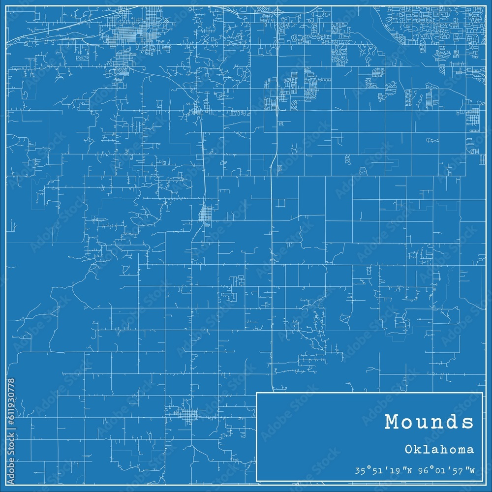 Blueprint US city map of Mounds, Oklahoma. Blueprint US city map of Mounds, Oklahoma.