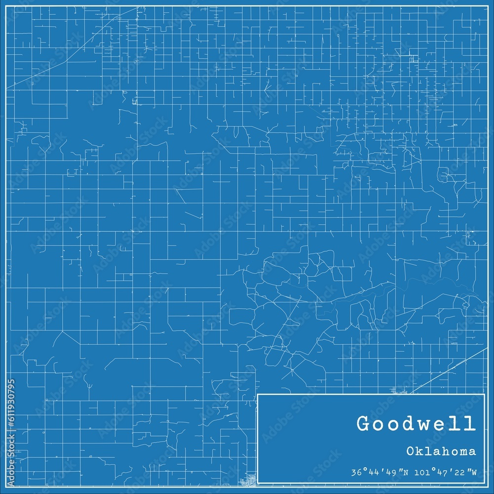 Blueprint US city map of Goodwell, Oklahoma. Blueprint US city map of Goodwell, Oklahoma.