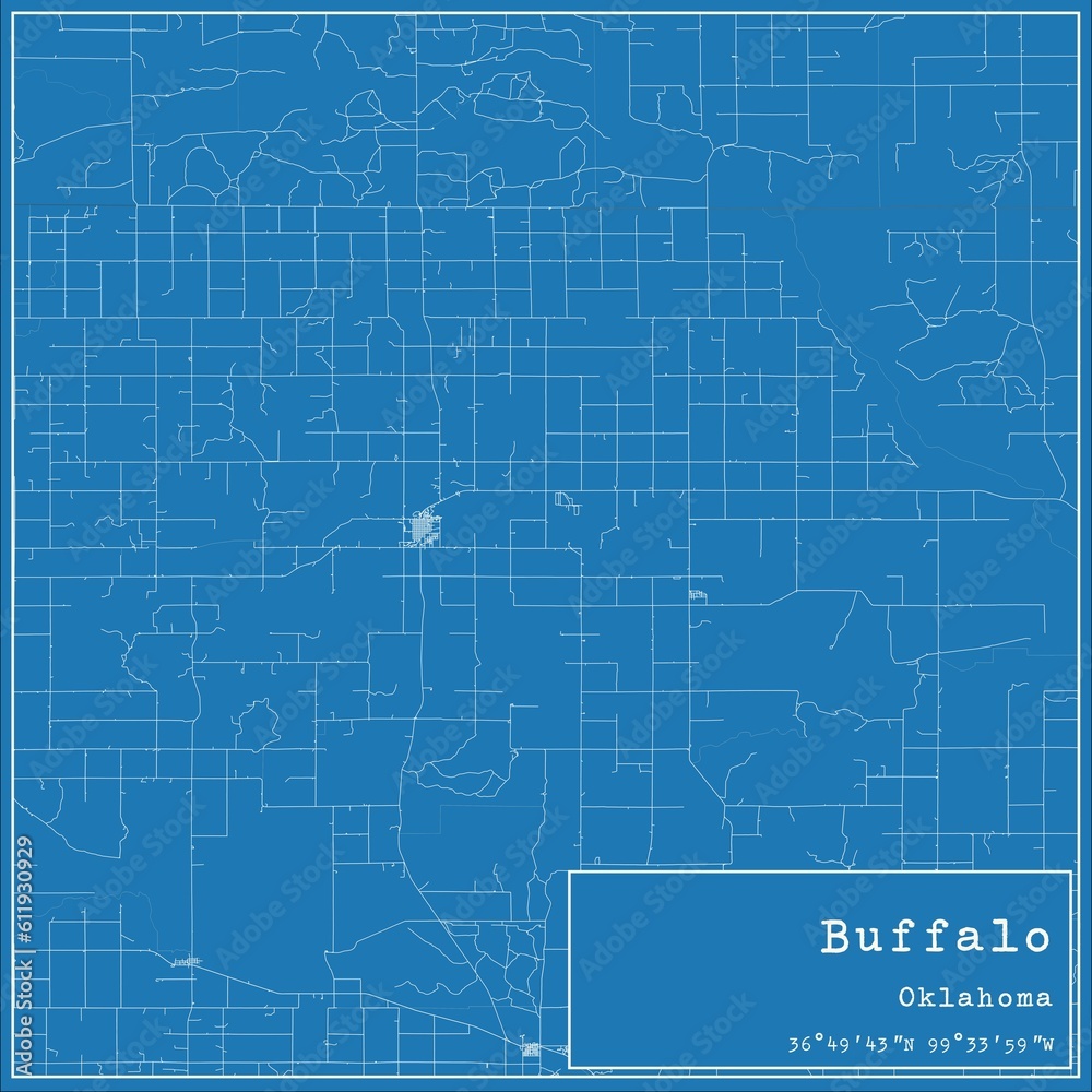 Blueprint US city map of Buffalo, Oklahoma. Blueprint US city map of Buffalo, Oklahoma.