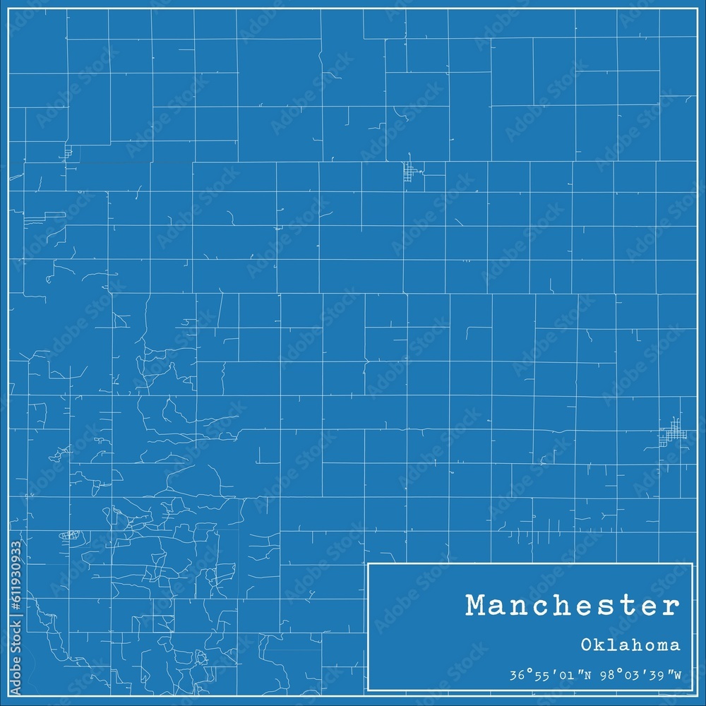 Blueprint US city map of Manchester, Oklahoma. Blueprint US city map of Manchester, Oklahoma.